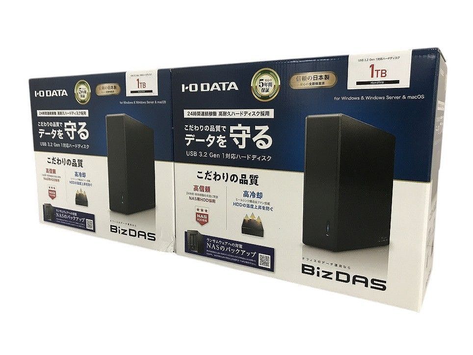 未開封 I-O DATA アイ オー データ BizDAS 外付けハードディスク HDJA-UTN1B 1TB 2点 BKK600137相