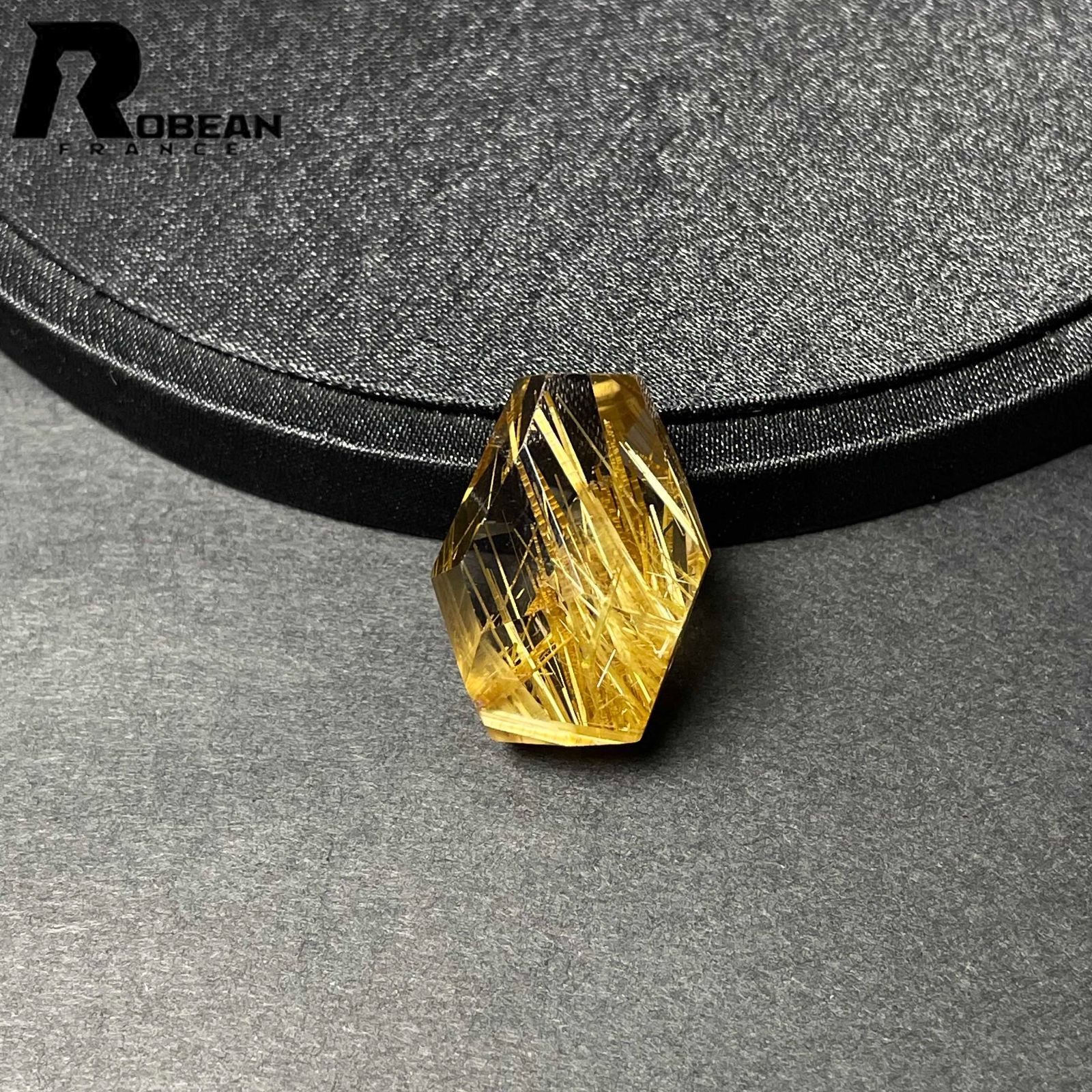 EU製 定価67万円 ROBEAN 黄金タイチンルチル パワーストーン 天然石 原石 金運 お守り プレゼント 26.2 19.9 15.3 mm