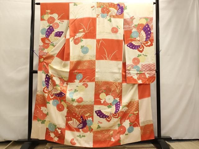 平和屋着物□豪華振袖 駒刺繍 花蝶文 金銀彩 正絹 逸品