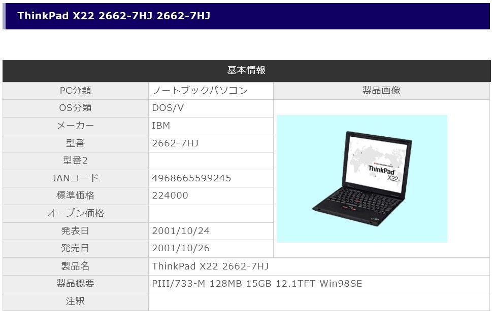 IBM ThinkPad x22 完動品　中古 IBM ThinkPad X22 完動品 中古 - メルカリ