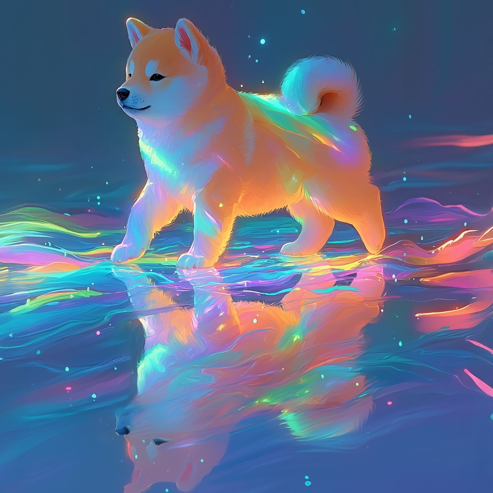 名入れOK リフレクション - 柴犬 豆柴犬 No.1 アートポスター ペットロス うちの子記念日 北欧 ナチュラル モダンインテリア