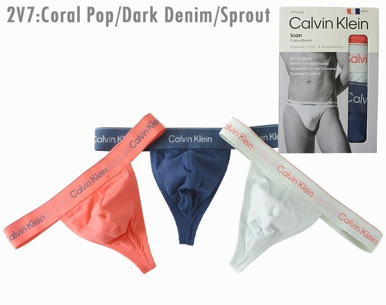 CALVIN KLEIN カルバン・クライン 3ピースコットンストレッチTバック 3