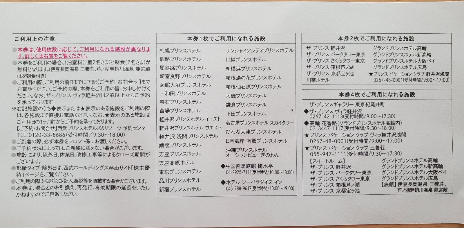 西武プリンスホテルズ&リゾーツ ペア宿泊券