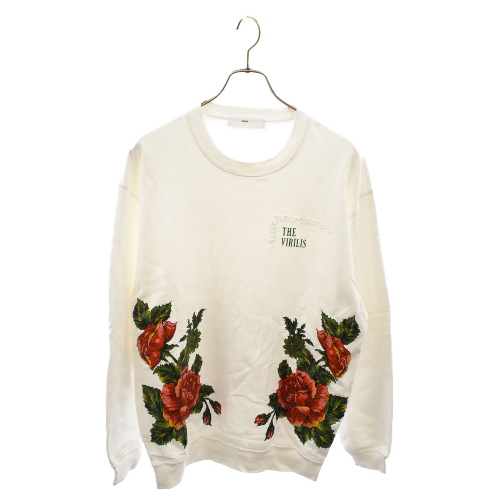 TOGA VIRILIS (トーガ ビリリース) 21SS Print Sweatshirt フロント プリントデザイン スウェット クルーネック トレーナーホワイト TV11-JL336