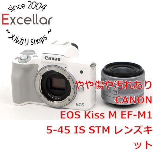 [bn:6] Canon製　ミラーレス一眼カメラ EOS Kiss M EF-M15-45 IS STM レンズキット　ホワイト