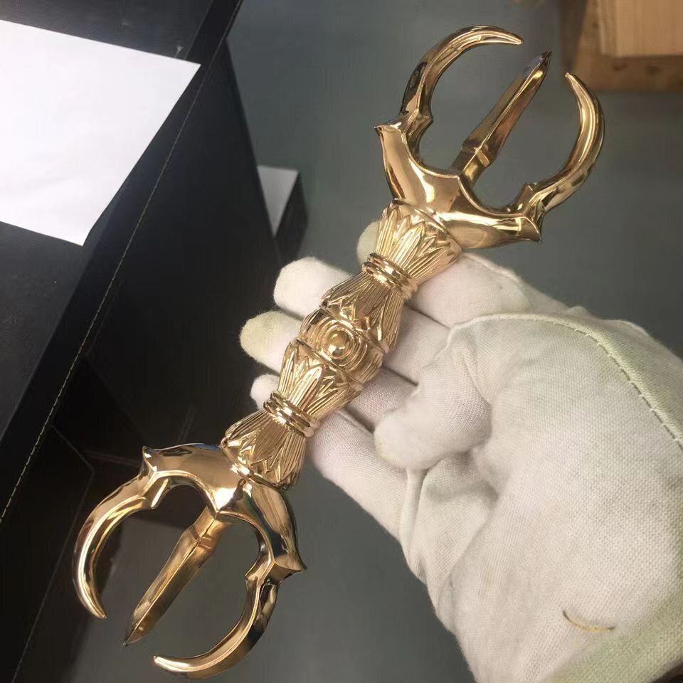 密教法具 寺院用仏具」極上品 真言宗 三鈷杵 真鍮製磨き仕上げ 長