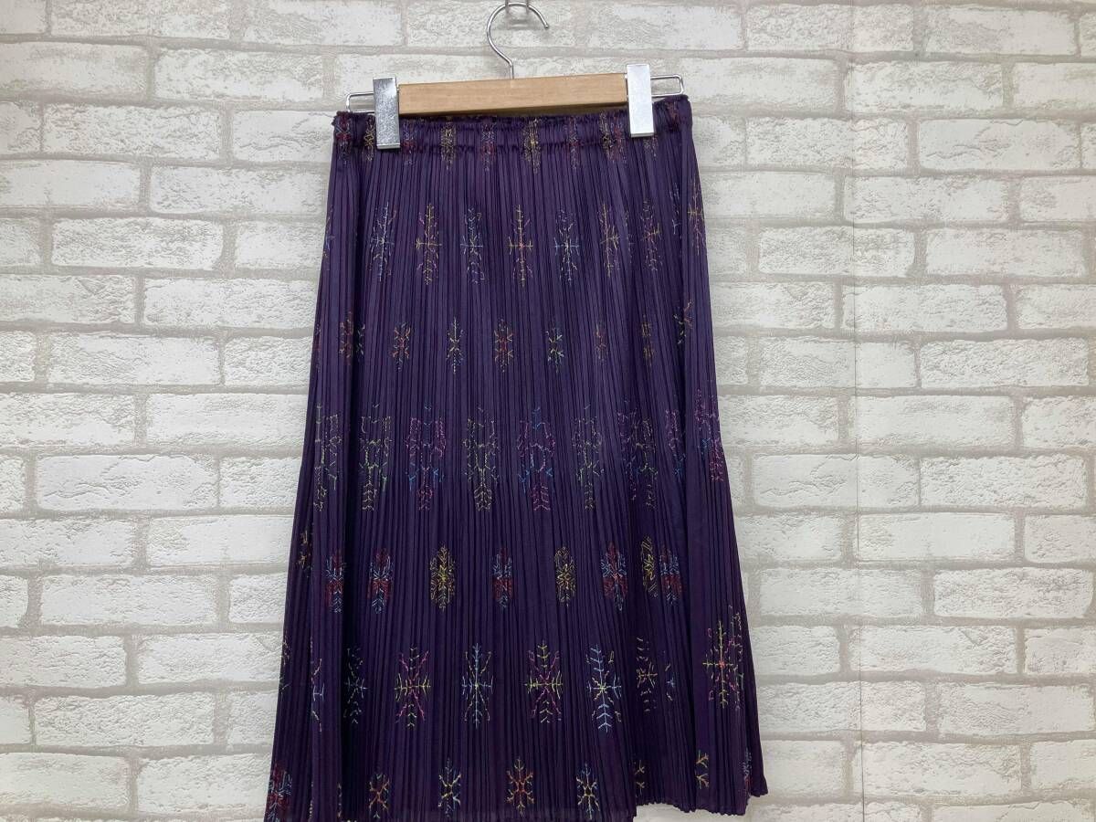 PLEATS PLEASE PP53-JG724 プリーツ プリーツ スカート レディース パープル sizeM イッセイ ミヤケ 雪の結晶 ドメスティック