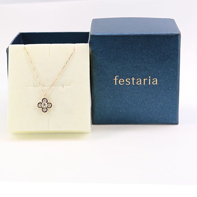 ネックレス festaria フェスタリア K10 ダイヤモンド 0.07ct