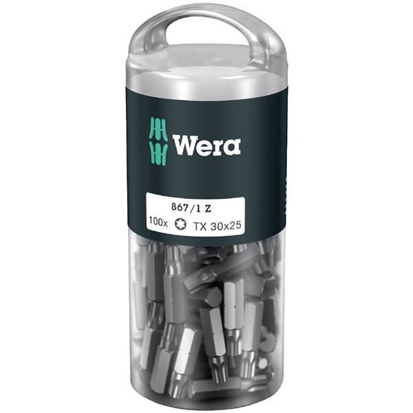 WERA ヴェラ 100本入 トルクスネジ用 ドライバービット 差込6.35mm 刃先サイズTX30 全長25mm 072451 工具 作業工具 ツール DIY
