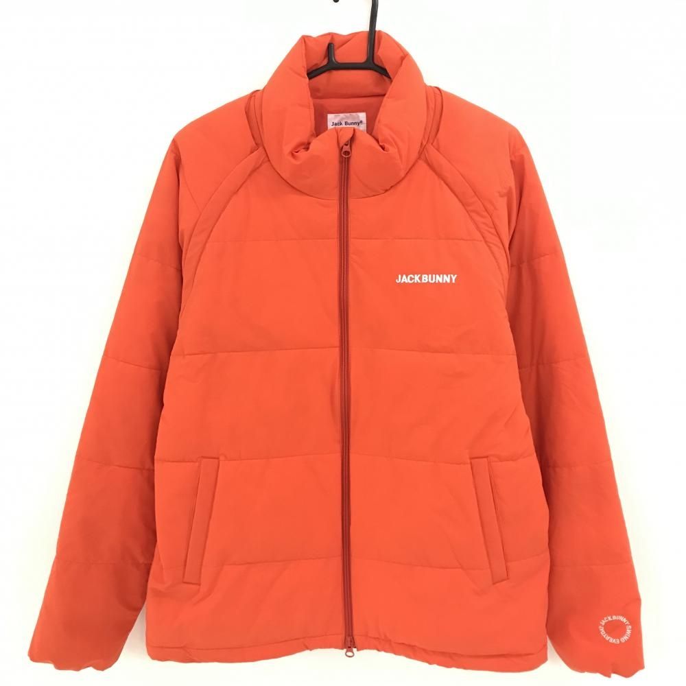 超 ジャックバニー 2WAY中綿ジャケット オレンジ ロゴ白 袖着脱可 裾ドローコード メンズ 6 XL ゴルフウェア Jack Bunny