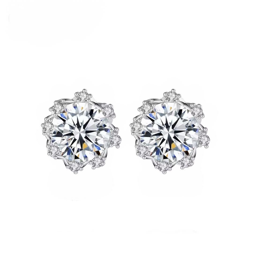 モアサナイト ピアス 人工ダイヤ 輝き 最高級 S925 フラワー 両耳 1ct モアサナイト ピアス 人工ダイヤ 輝き 最高級 S925 フラワー 両