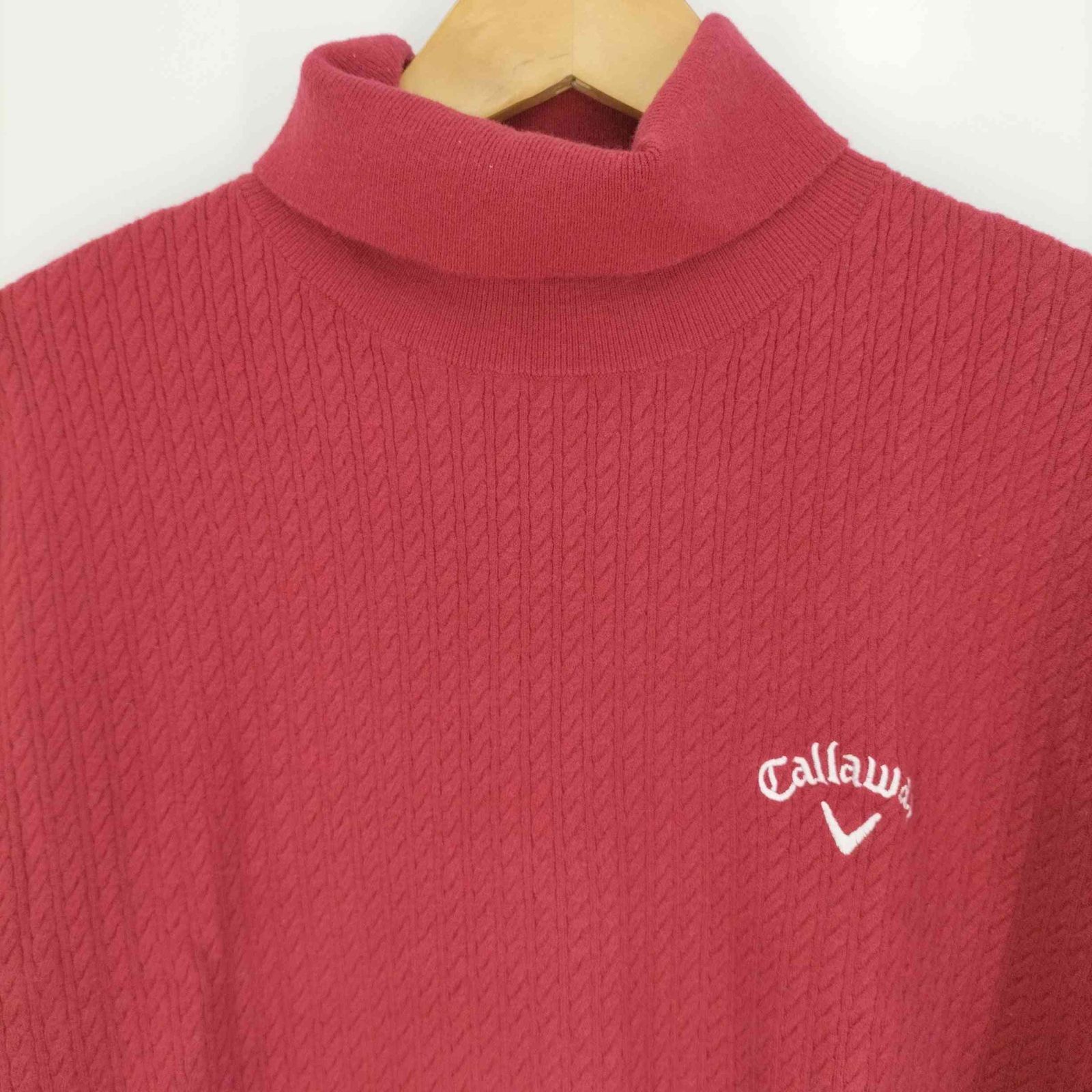 キャロウェイ Callaway ロゴ刺繍 タートルネックケーブルニット