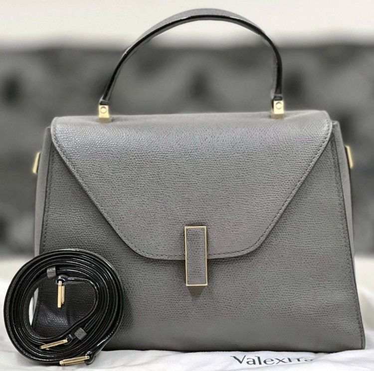 ヴァレクストラ イジィデ ミディアム レザー 2way ハンドバッグ グレー