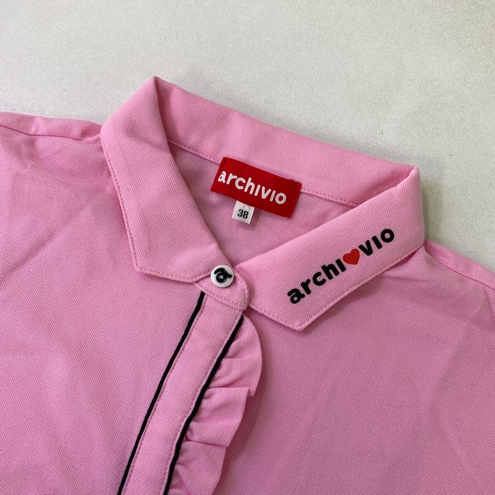 サイズ：38 ARCHIVIO アルチビオ ラメロゴプリント 半袖ポロシャツ