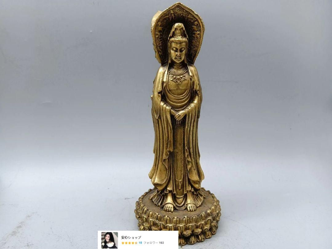 仏教美術 三面観音菩薩仏像 銅製 仏像 彫刻 置物 開運 風水