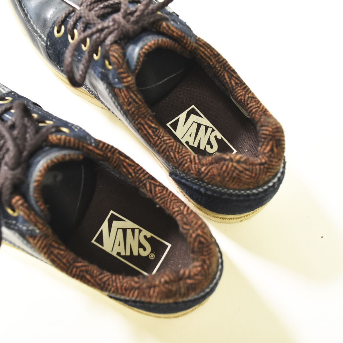 【本革レザー】  ヴァンズ VANS ARAMAMENT MOC モカシン ブーツ 25ｃｍ ネイビー x ブラウン メンズ