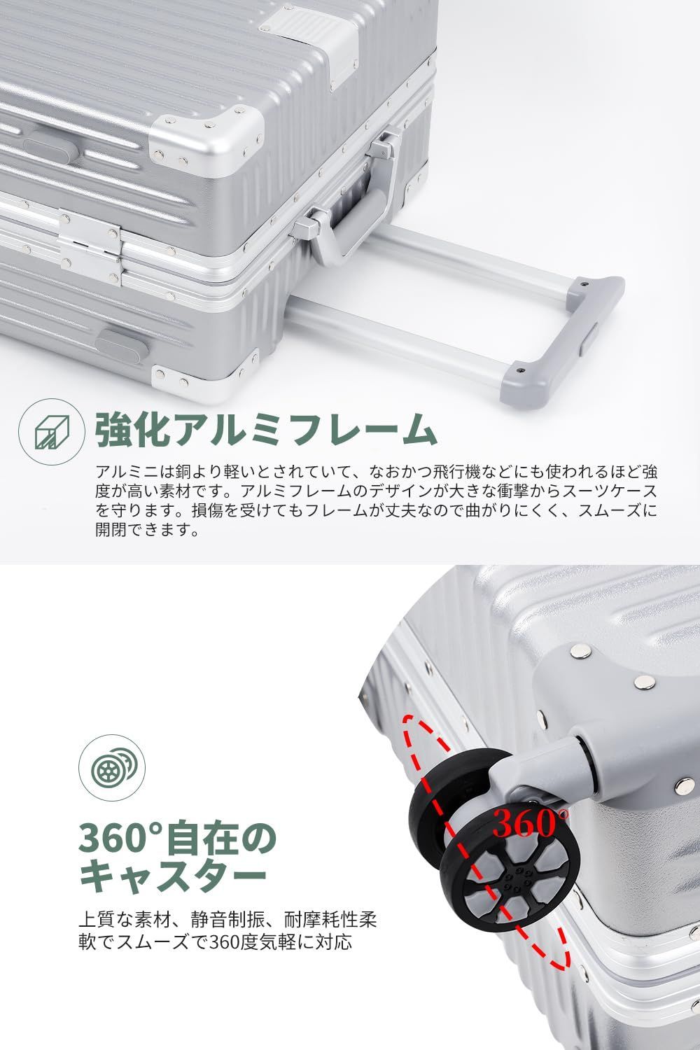 数量限定】耐衝撃 TSAダイヤロック 四角い レトロ シルバー 360度回転 