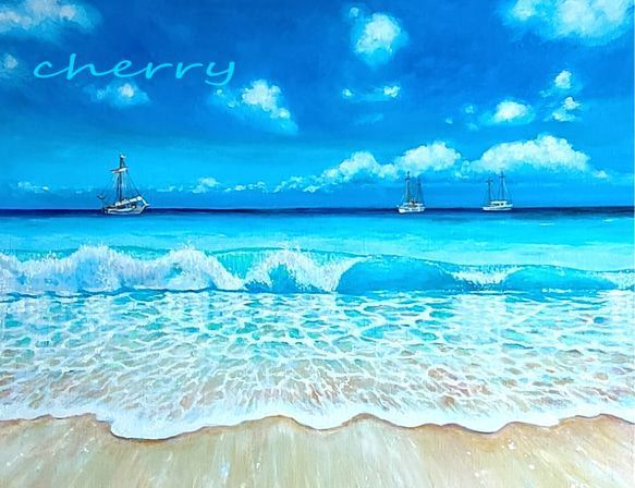 【一点物】『　碧海と漁船の詩　』油絵　F20号　油彩　手描き　絵画　原画　　イン 一点物】『 碧海と漁船の詩 』油絵 F20号 油彩 手描き 絵画 原画