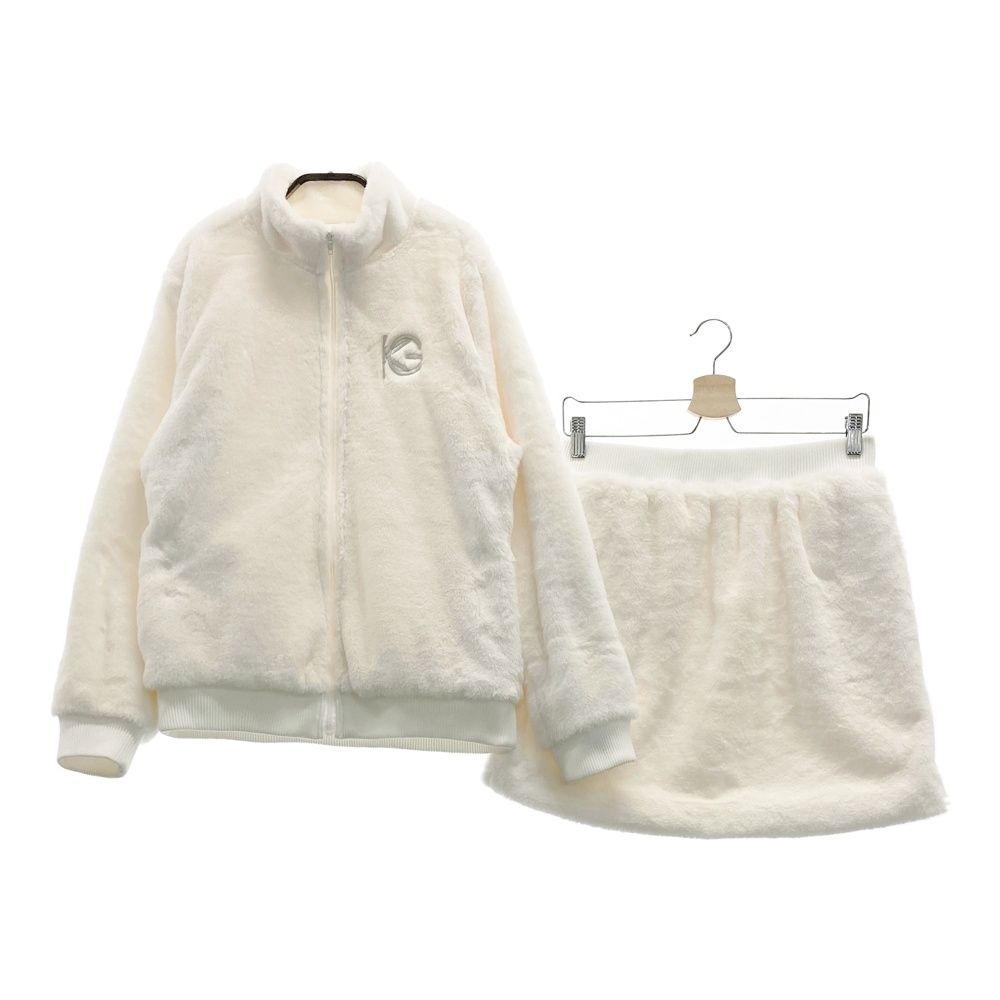 サイズ 3 KISS ON THE GREEN キスオンザグリーン ボア ジャケット スカート セットアップ ホワイト系 240101543174 ゴルフウェア レディース ストスト