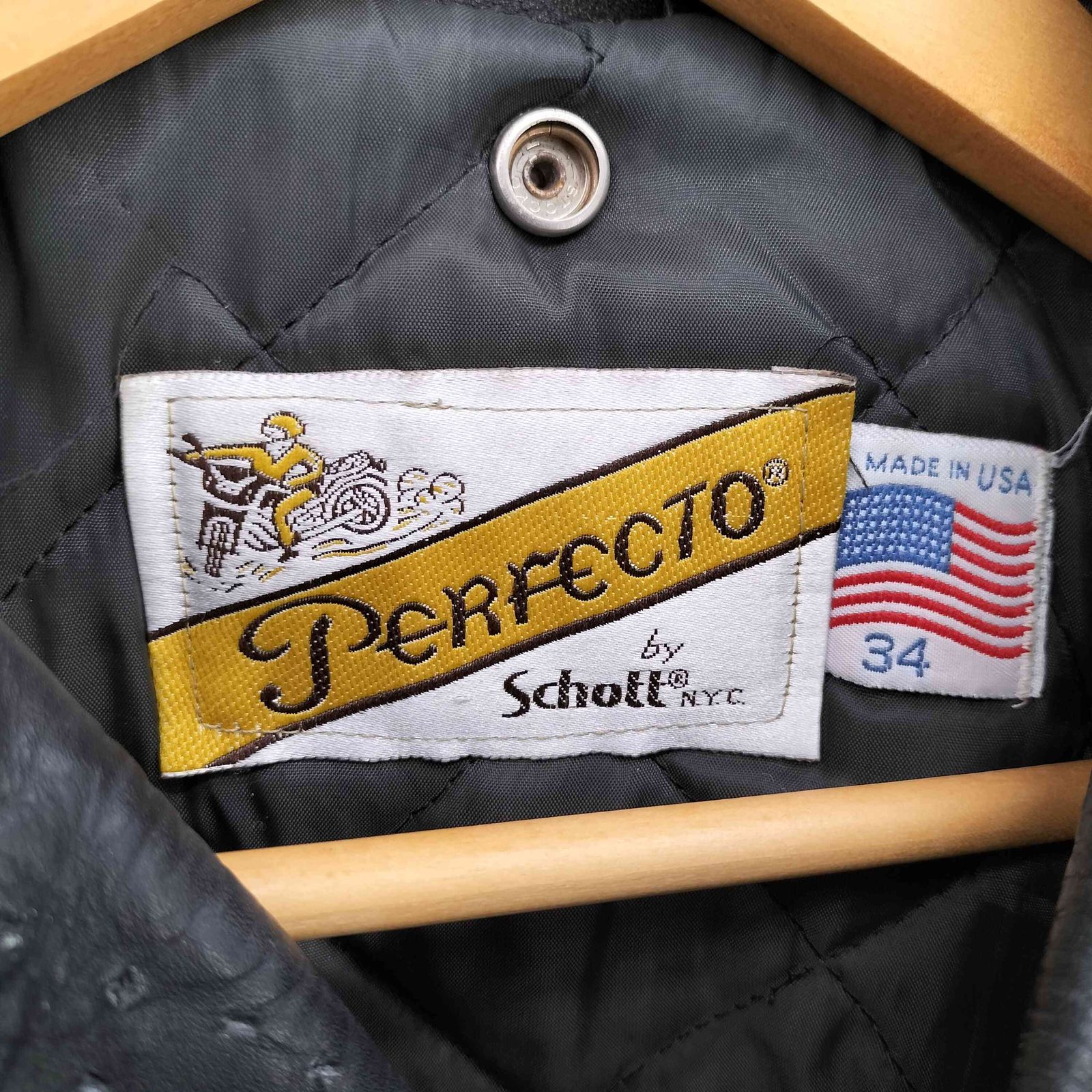 80s 後期 バイカータグ Schott ダブル ライダース ジャケット 34 schott ショット 80～90's USA製 バイカータグ 後期 618 LEATHER