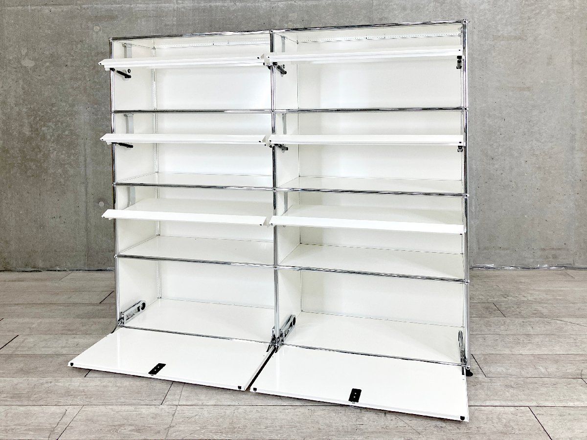 USMハラー 2列4段 キャビネット ピュアホワイト D350 マガジンラック AGAGAGDD