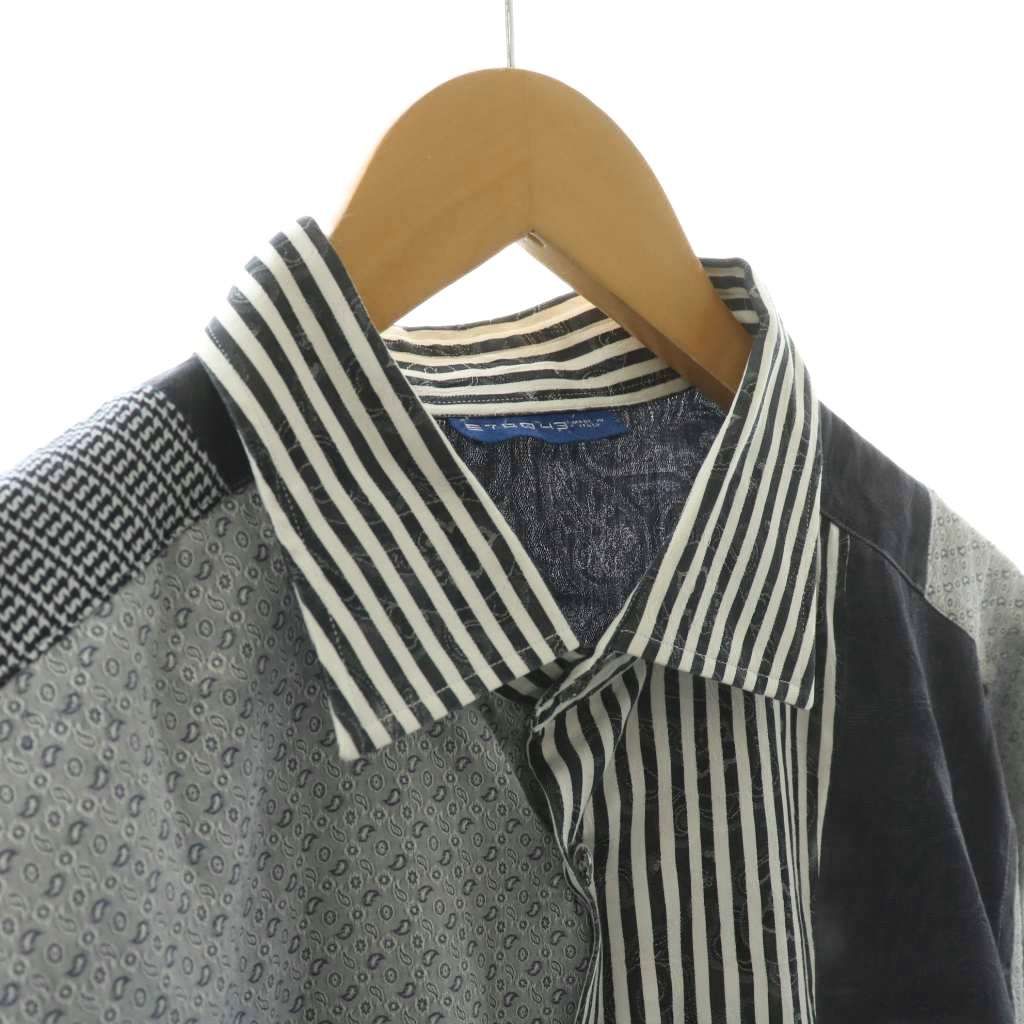 ETRO ブラックペイズリー柄入り長袖シャツ 46 長袖シャツ / ペイズリー柄 / ブラック×マルチカラー / コットン