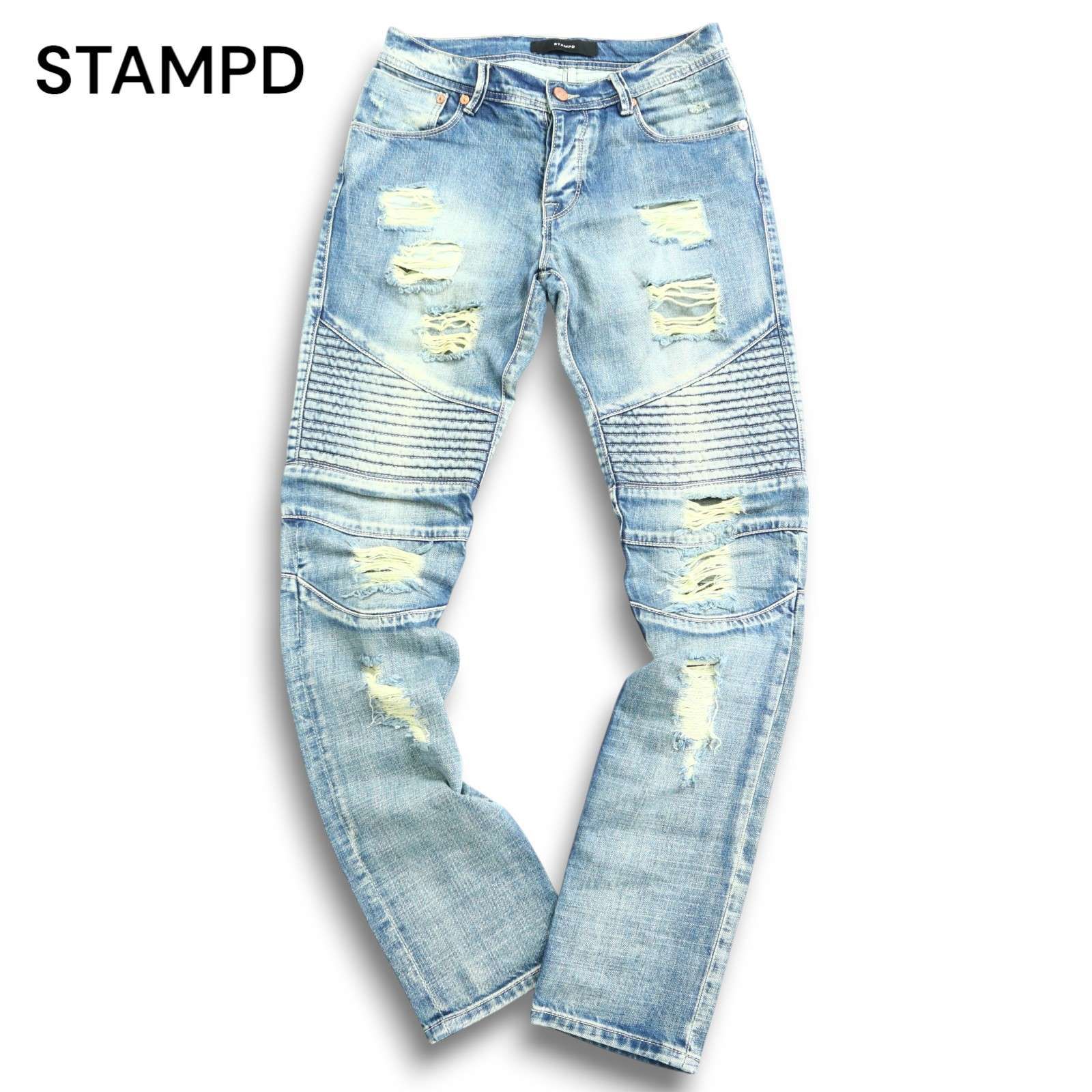 STAMPD スタンプド 通年 クラッシュ加工☆ バイカー スキニー デニム 