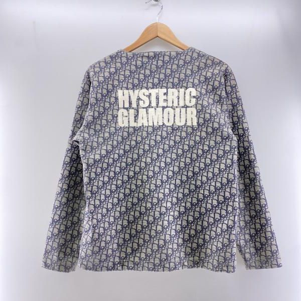 大胆な HYSTERIC GLAMOUR DOPE柄 ウール混カーディガン グレー M 首元褪せ ヒステリックグラマー 24 平和