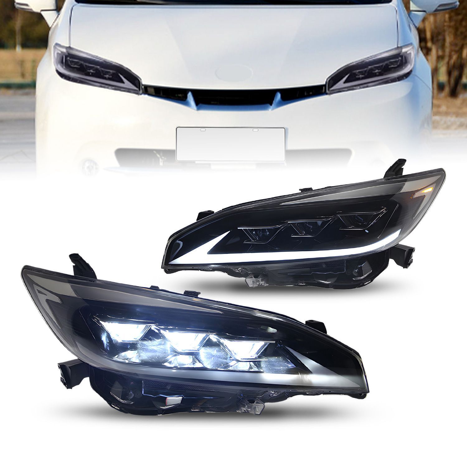 適用 トヨタウィッシュ 09-15年式 LED流光ターンシグナルヘッドライトアセンブリ 改造パーツ 10.17