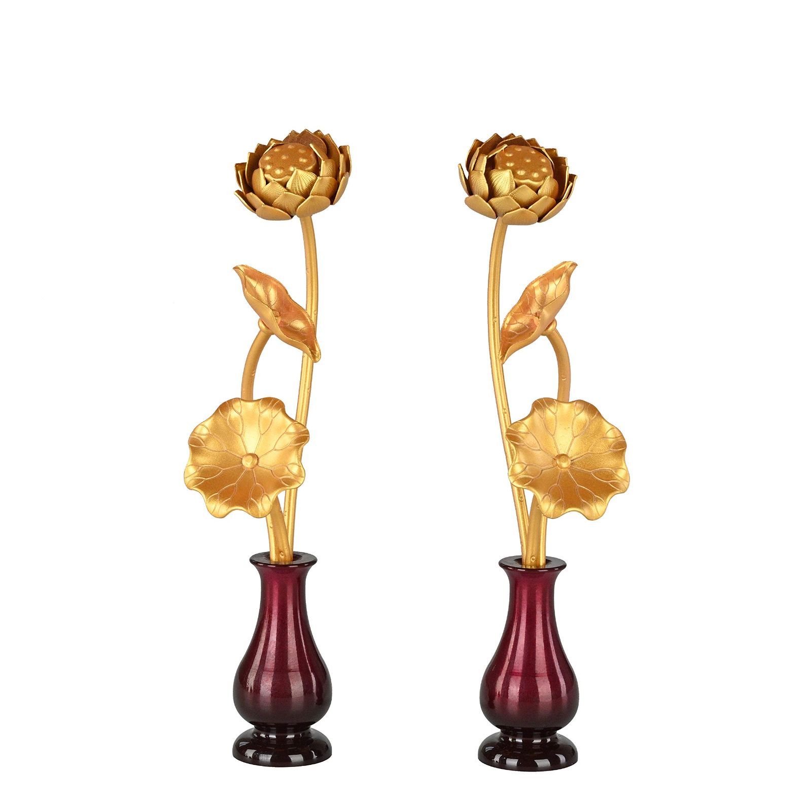 【人気商品】高級金属製常花 都市工坊 1セット 花瓶 つき (溜色 大)