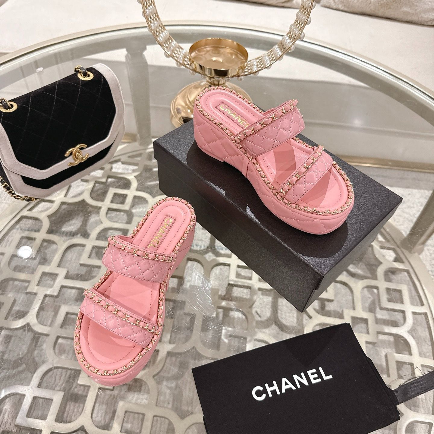 CHANEL シャネル 25SS 菱格チェーン スリッパ10-3 - メルカリ