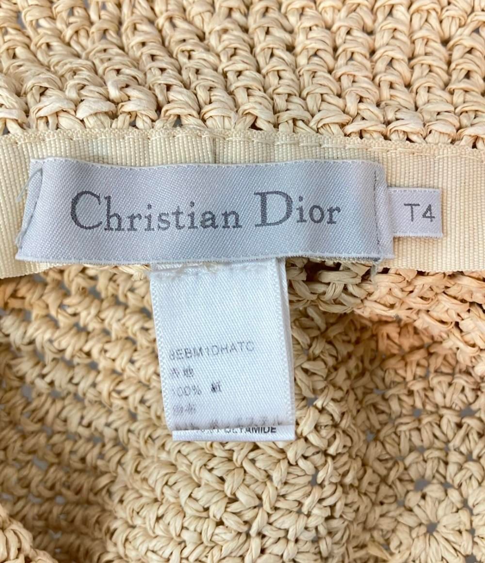  クリスチャンディオール ストローハット 麦わら帽子 ポンポン付き キッズ SIZE T 4 Christian Dior ハット 帽子