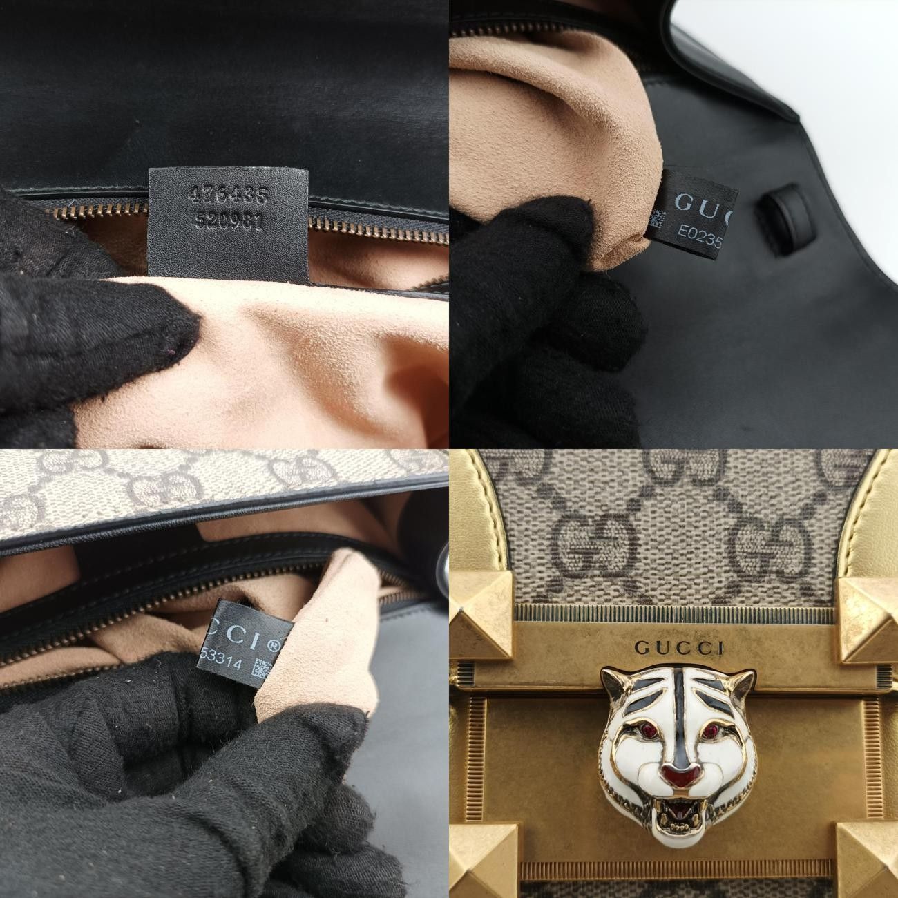 グッチGucciオジリデベージュ×ブラック×マルチカラーPVCコーティングキャンバス×レザー476435E023553314