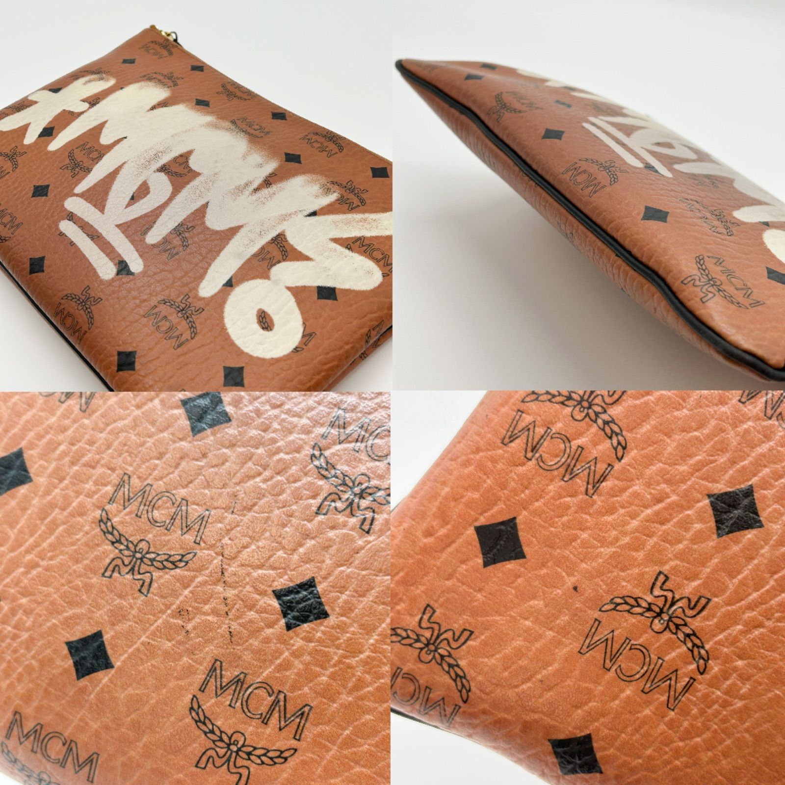 MCM エムシーエム クラッチバッグ ヴィセトス キャメル ロゴ