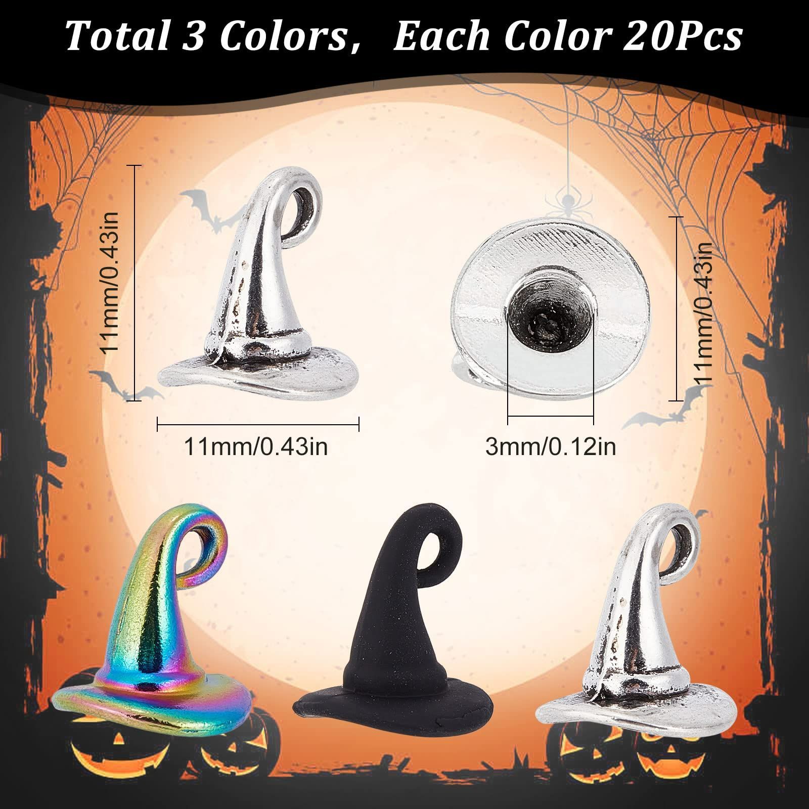 人気商品】SUNNYCLUE 60個3色 ハロウィン チャーム 合金 魔女 帽子 
