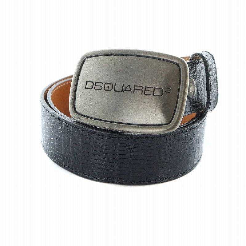 美品✨DSQUARED2 ディースクエアード 本革 リボンベルト クロコ ディースクエアード DSQUARED2 ベルト 型押し リザード レザー