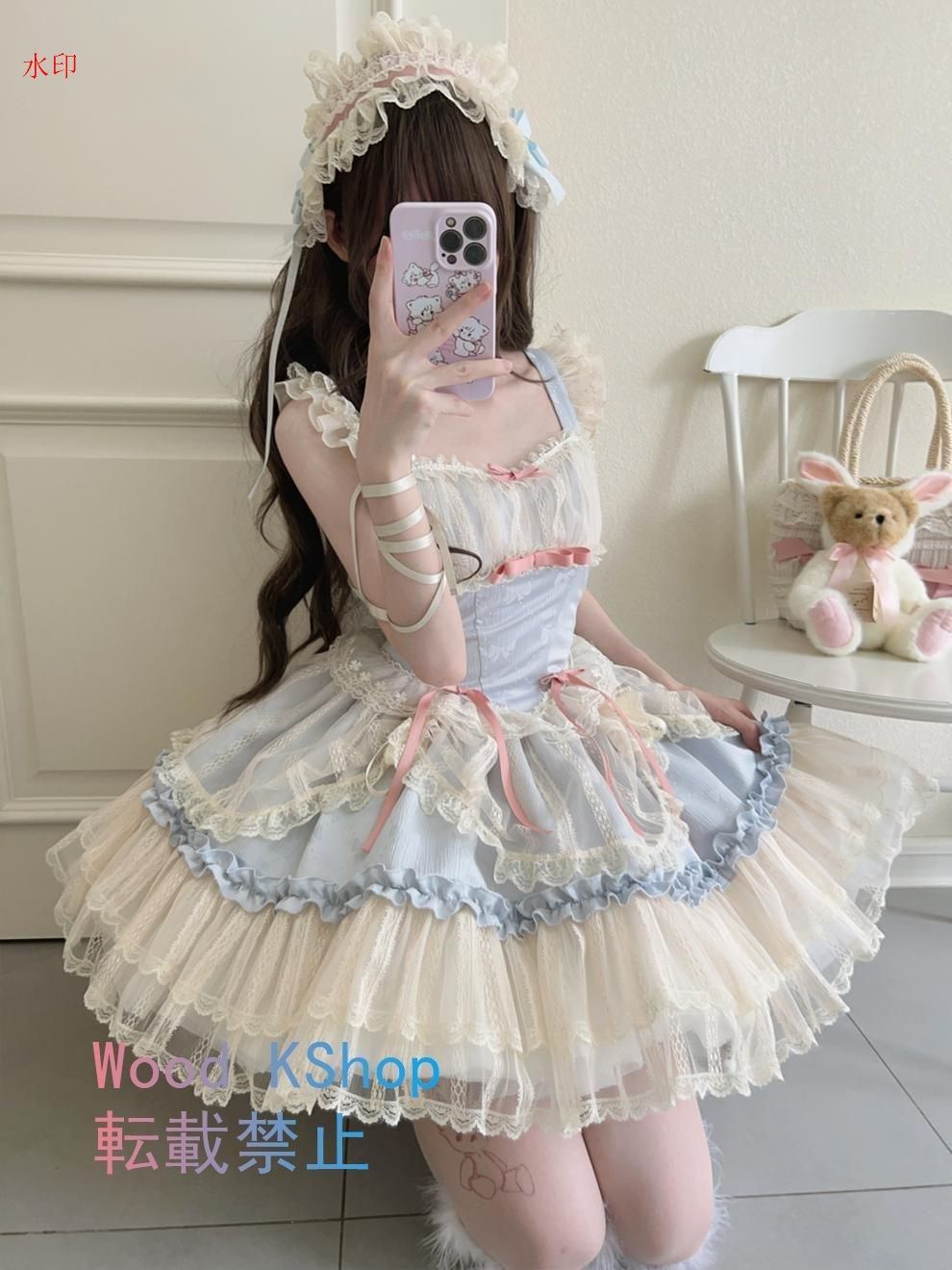 JSK オリジナルデザイン ストラップドレス 豪華ロリータ洋装 日常着 花嫁スタイル ジャンパースカート カワイイ コスプレ ロリータ ハロウィン コスプレ衣装 キャラクター衣装 コスチューム ゴスロリ メイド喫茶 メイドカフェ 仮装 撮影 ブルー