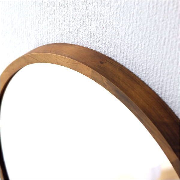 鏡 壁掛け ミラー 日本製 丸 ウォールミラー 木製 パイン無垢材