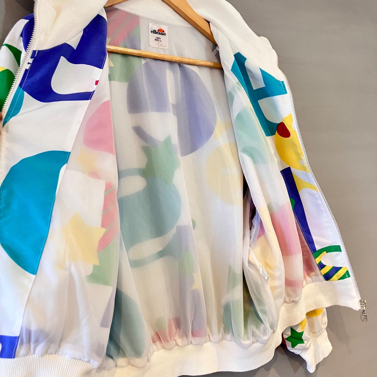 ellesse 90s オーバーサイズ バイカラーブルゾン M ホワイト Vintage ELLESSE Windbreaker Large Unisex 90's Ellesse