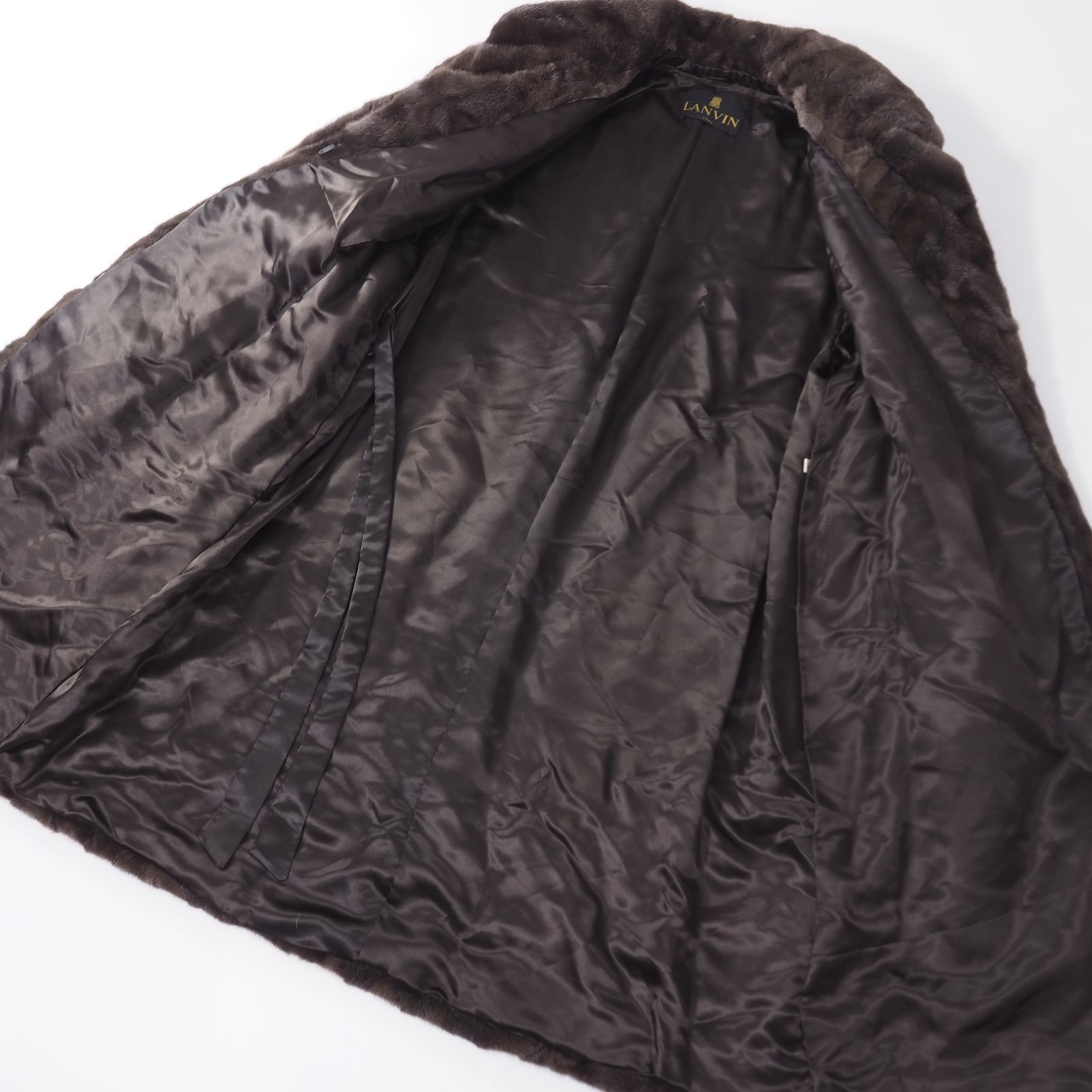 ◎美品 ランバン LANVIN ミンクファー 最高級毛皮 ロングコート L モカ 