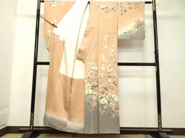 平和屋着物○訪問着 友禅 作家物 枝花文 暈し染め 正絹 逸品