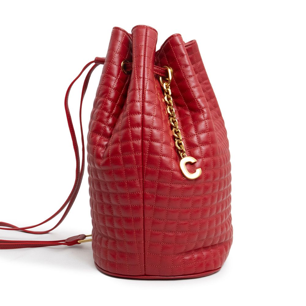 CELINE セリーヌ かる クラッチバッグ Cチャーム キルティング レッド