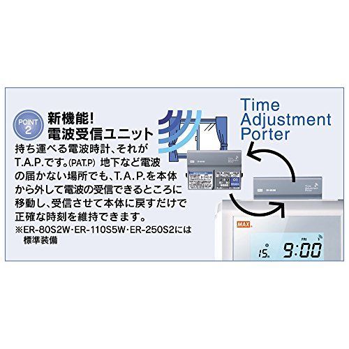 マックス タイムレコーダー 電波時計搭載 1日2回印字日毎集計 ER-80S2W-