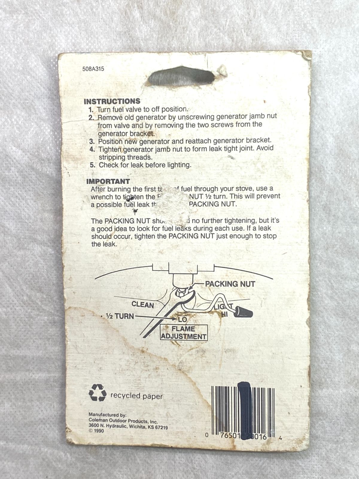 コールマン 508-5891 ツーレバー用 ジェネレーター NOS