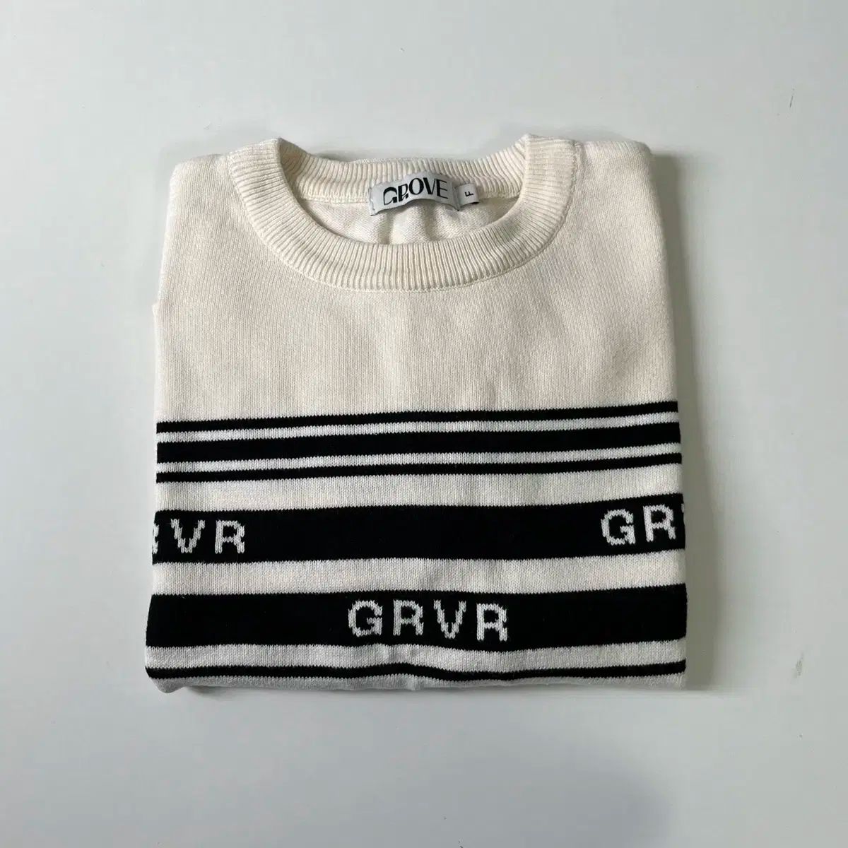Grove グローブ 半袖ニット アイボリー
