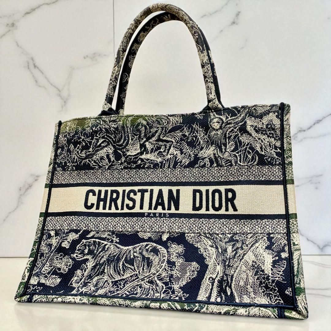 クリスチャンディオール ブックトート ミディアム トワルドゥジュイ ネイビー 紺 クリスチャンディオール ブックトート ミディアム トワルドゥジュイ