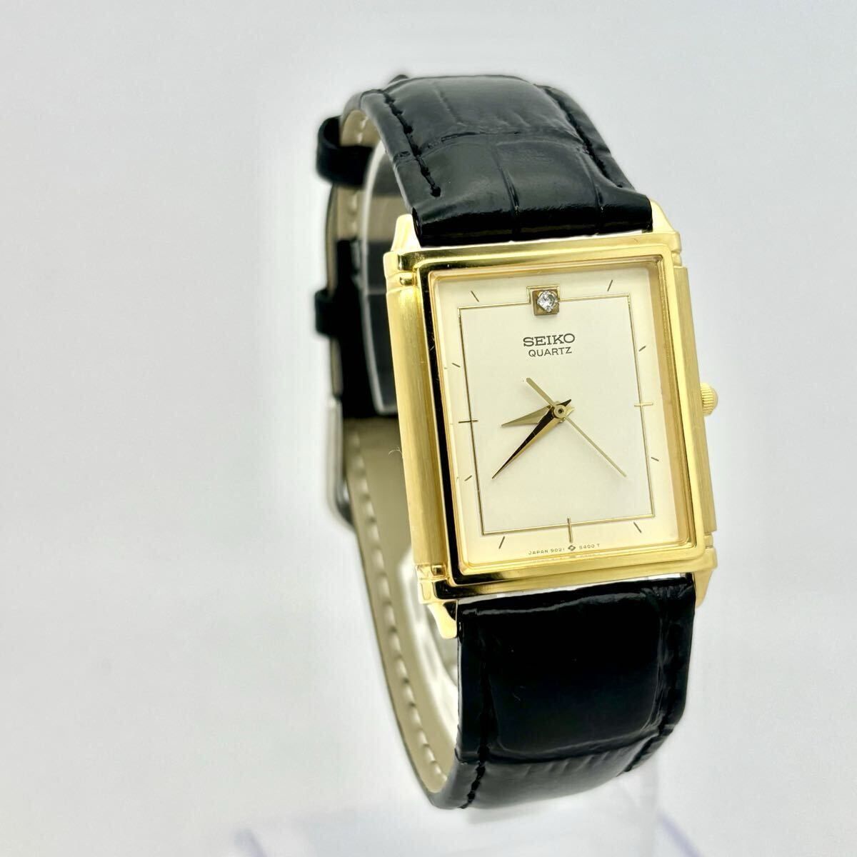 外観美品/新品電池】 SEIKO セイコー 1Pダイヤ メンズ 腕時計 ゴールド 
