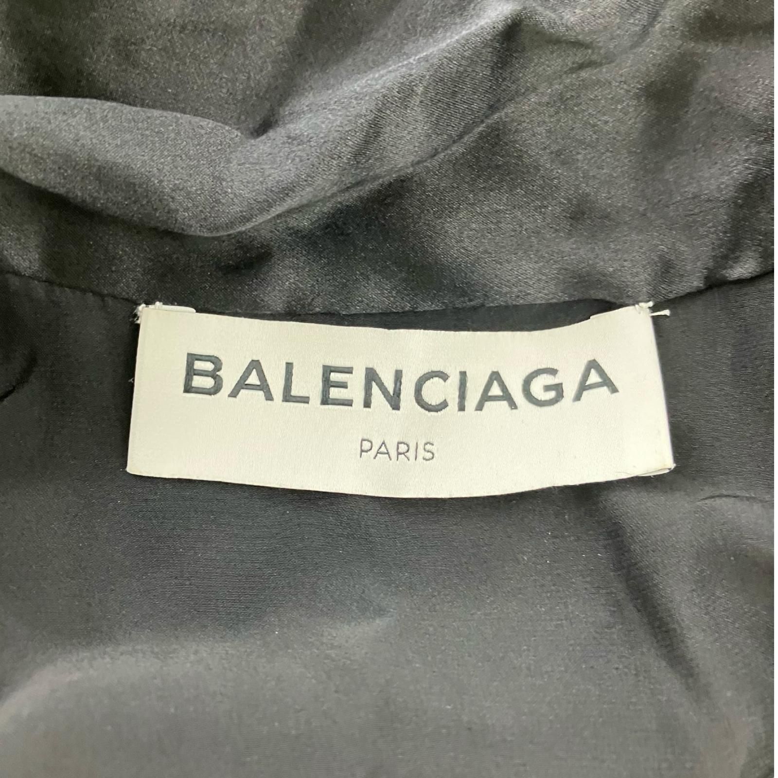 186005 BALENCIAGA バレンシアガ ボウタイブラウス 34 ブラック シルク