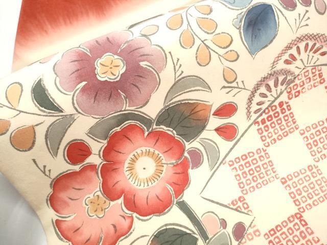 平和屋着物●九寸名古屋帯　型染め　辻が花　綿　逸品　CAAY9631hy 平和屋着物○九寸名古屋帯 型染め 辻が花 綿 逸品 CAAY9631hy 平和屋