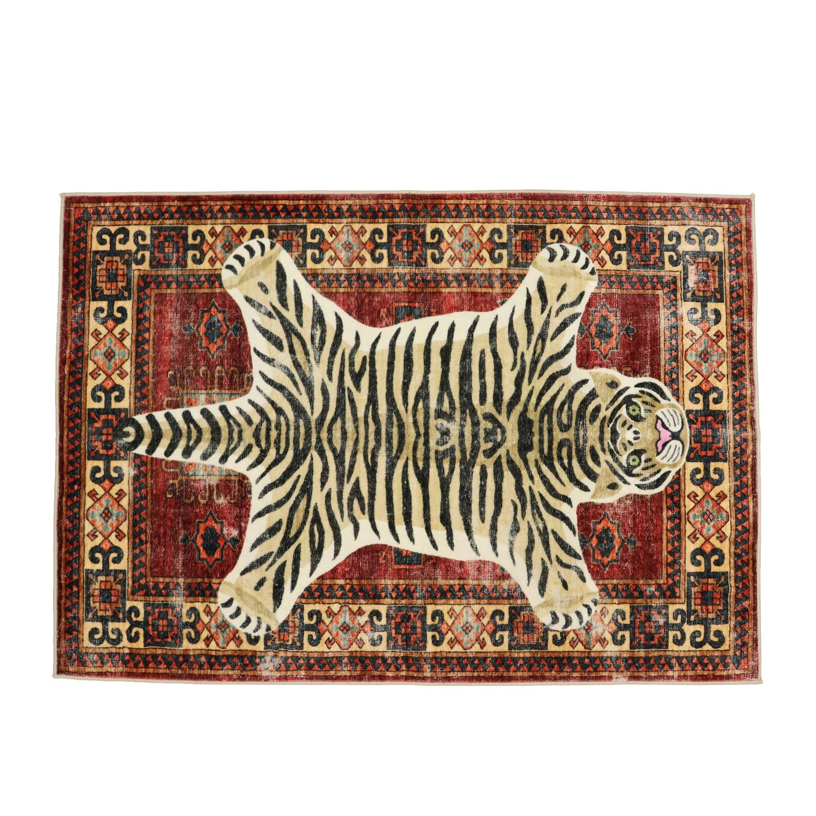 川島織物セルコン TAUKO タウコ マット タイガー レッド 90×130cm GY6056 洗える